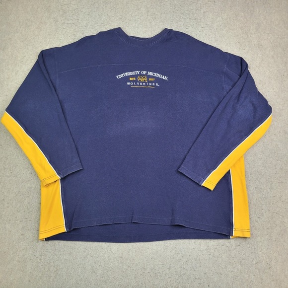 University of Michigan Wolverines Sweatshirt Mens 3XL Blue Pullover Thermal VTG - Picture 1 of 7
